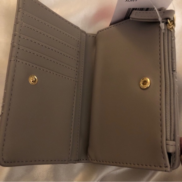 Betsey Johnson Gray Faux Leather Bifold Wallet Quilted Stitched Heart NWT - Picture 9 of 14